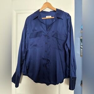 Blue silk Madewell blouse NWT XL
